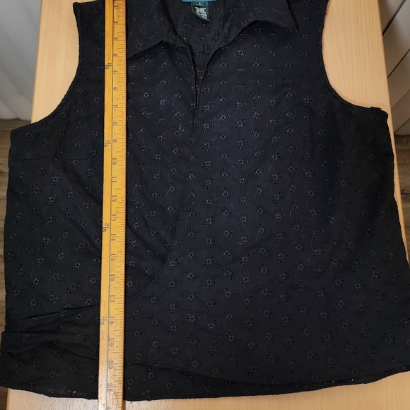 Ralph Lauren 100% Cotton Romantic Black Collared Floral Eyelet Wrap Top L - Picture 11 of 11
